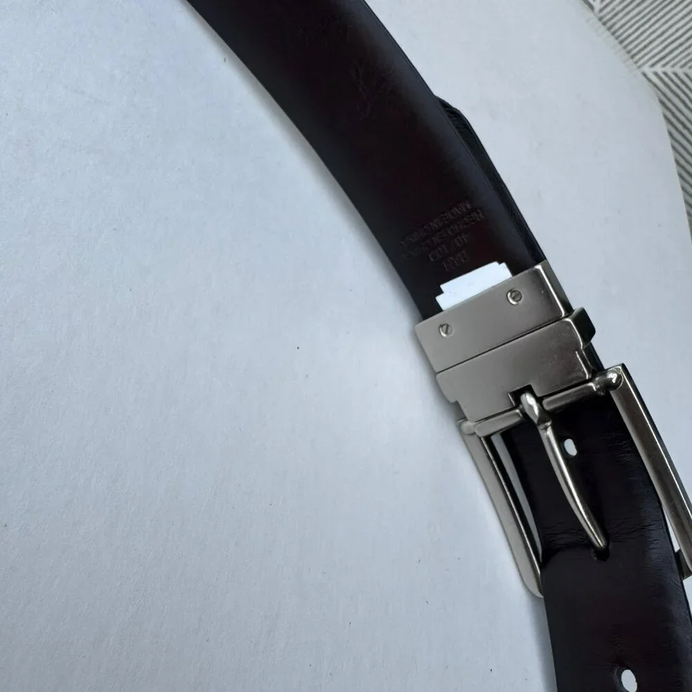 Tommy Hilfiger Black Leather Belt Silver Buckle Men Size‎ 40
